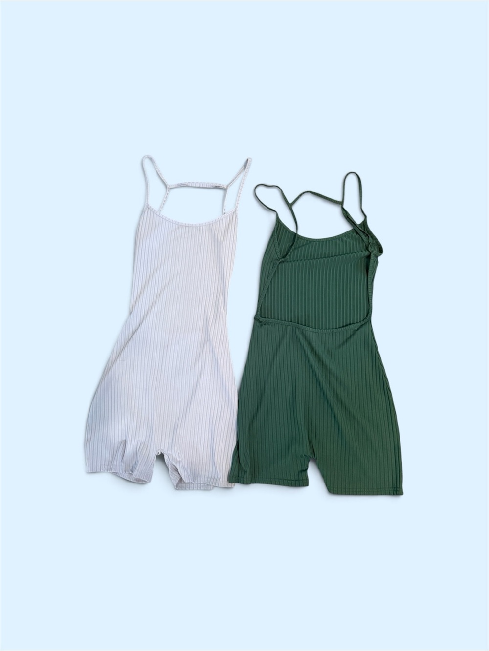 SHEIN Ribbed Biker Romper Bundle light blue & Green Size Medium